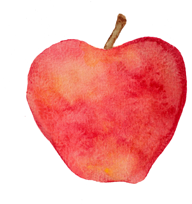 Watercolor Red Apple